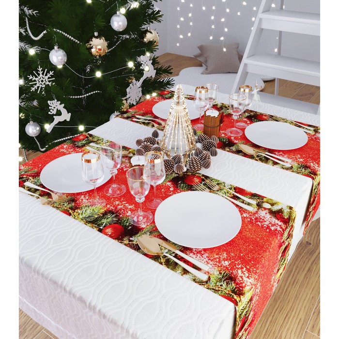 фото Дорожка на стол «мелодия рождества», размер 140x40 см сирень