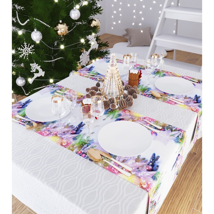 фото Дорожка на стол «новогоднее настроение», размер 140x40 см сирень