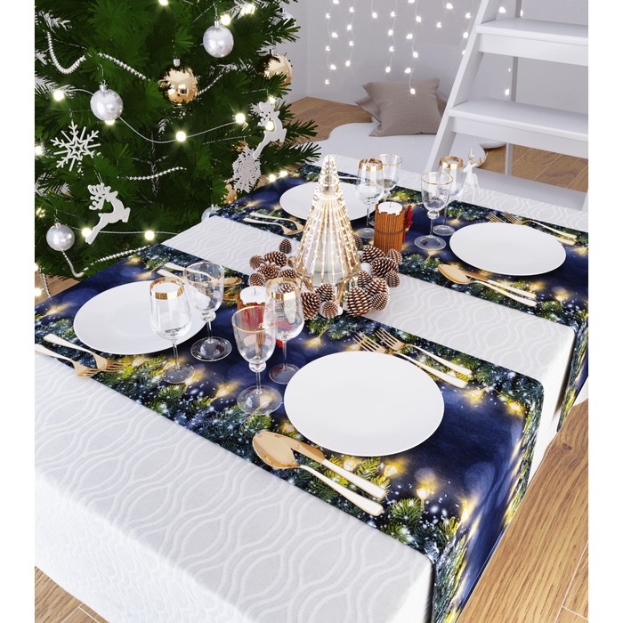 фото Дорожка на стол «новогодняя сказка», размер 140x40 см сирень