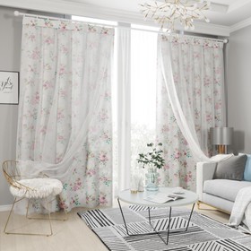 

Комплект штор с тюлем на шторной ленте, размер 145x260 см, 2 шт, подхват 2 шт