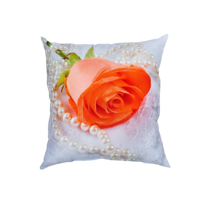 фото Подушка декоративная «жемчуг и роза», размер 40x40 см сирень