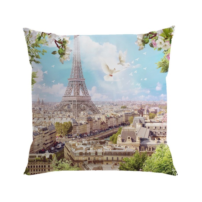 фото Подушка декоративная «парижское небо», размер 40x40 см сирень