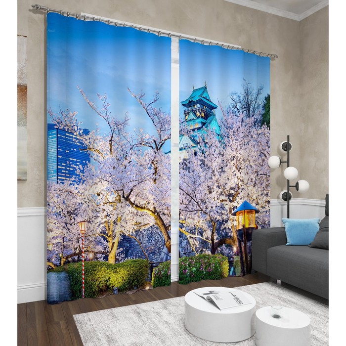 

Фотошторы «Сумерки сакуры», размер 145x260 см, 2 шт, блэкаут