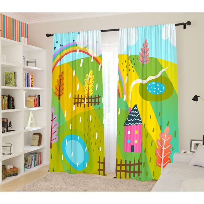 Фотошторы для детской «Солнечная полянка», размер 145x260 см, 2 шт