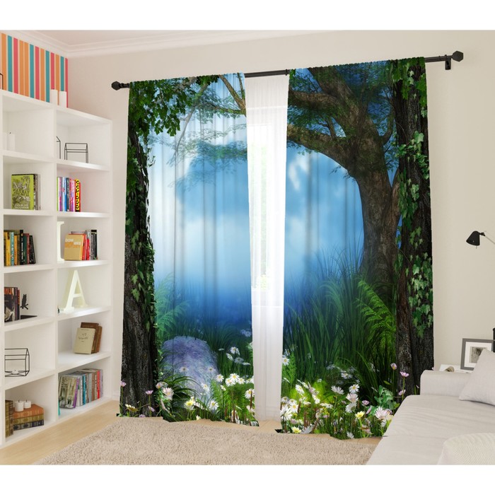 Фотошторы для детской «Тайна в сказочном лесу», размер 145x260 см, 2 шт
