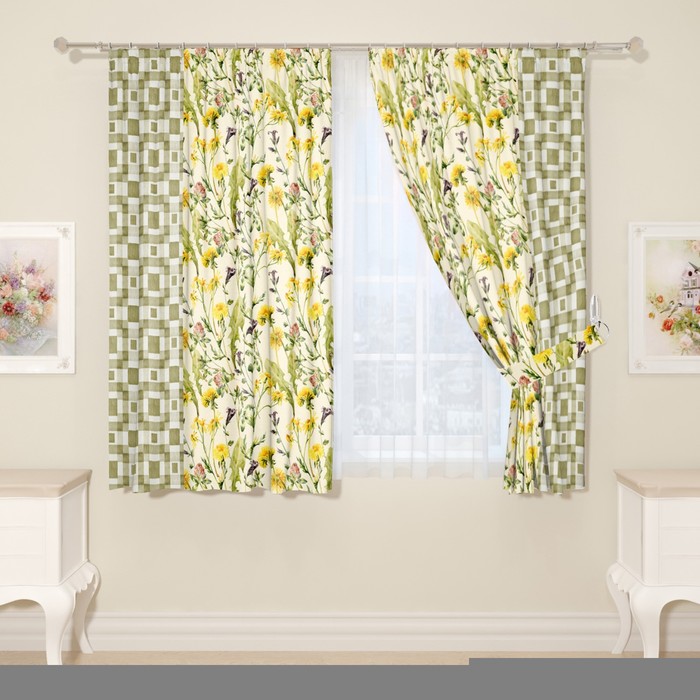 

Фотошторы для кухни, размер 145x160 см, 2 шт