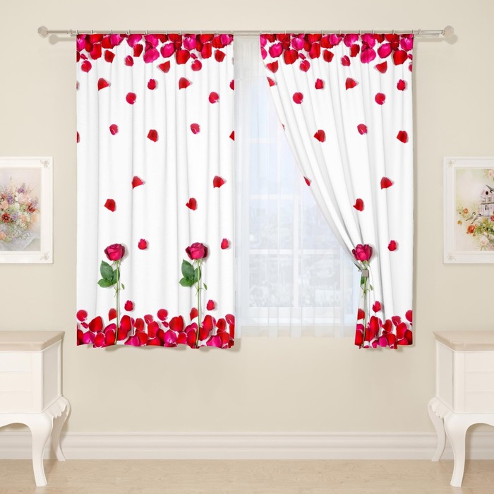 

Фотошторы для кухни, размер 145x160 см, 2 шт