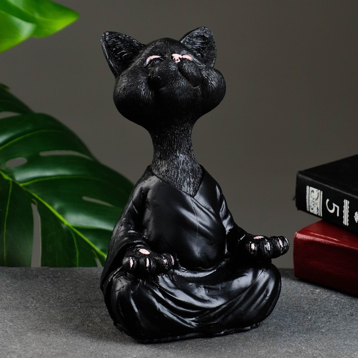 Фигура Кошка йог черная, 11х23х6см фигура кошка багира голова влево черная золото 5х5х20см