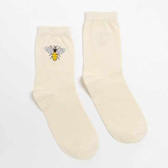 Носки женские MINAKU «Нoneybee», цвет молочный, размер 38-39 (25 см)