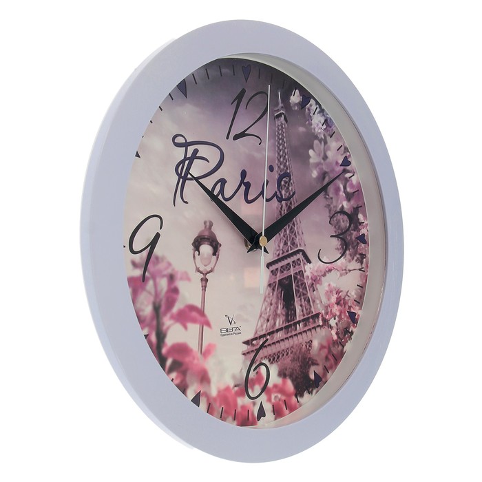 Часы настенные круглые "Paris", сиреневые
