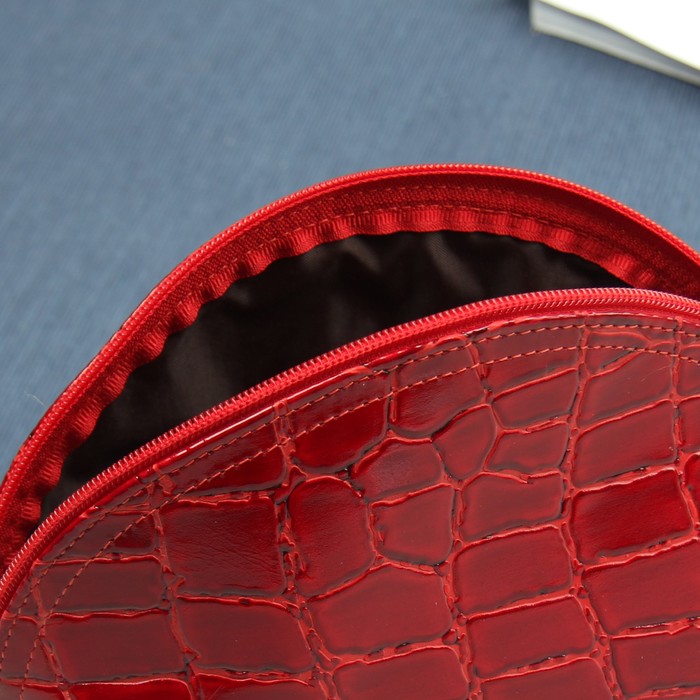 Косметичка простая на молнии, 1 отдел, скат, цвет красный