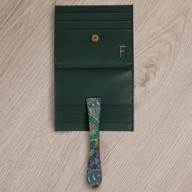 

40025NP Картхолдер на кнопке, 14 карманов для карт, цвет зеленый 10х9х1.6см