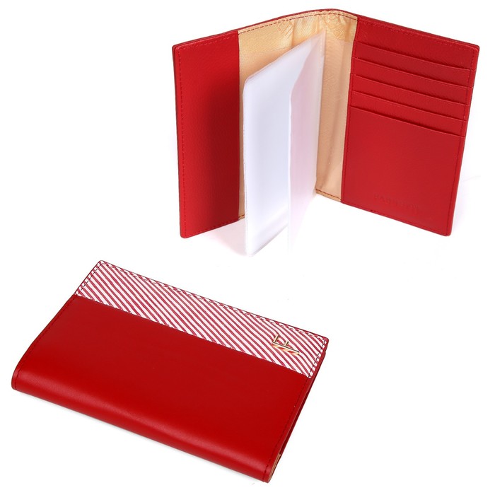 54019MNP Обложка для автодокументов, 5 карманов для карт, цвет красный 10х13.5х1.5см