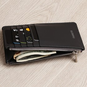 

56017NP Картхолдер с отделом на молнии, 5 отд. для карт, цвет темно-серый 14,8х9,5х1,5см