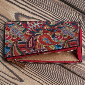 

56017NP Картхолдер с отделом на молнии, 5 карманов для карт, цвет малиновый 14.8х9.5х1.5см