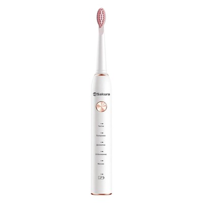 Электрическая зубная щетка Sakura SA-5561W, звуковая, 38000 дв/мин, 2 насадки, розовая