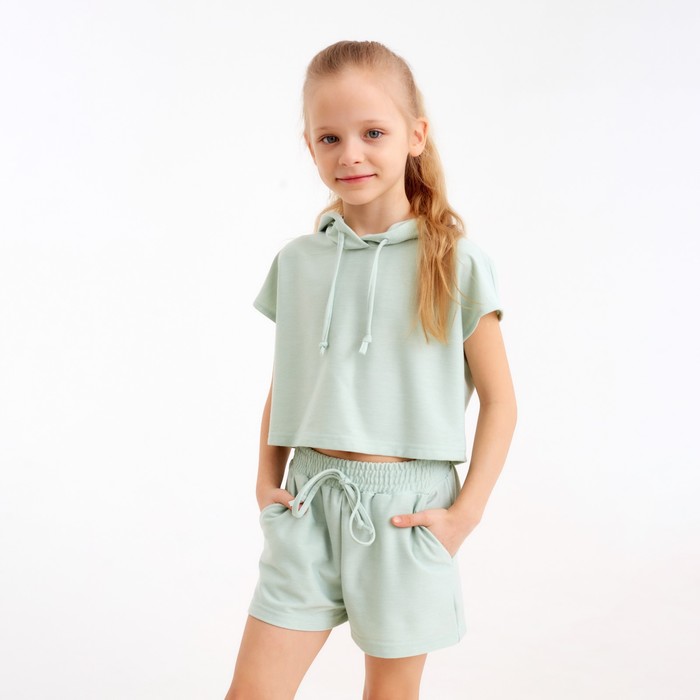 Комплект для девочки (топ, шорты) MINAKU: Casual Collection цвет оливковый, рост 134