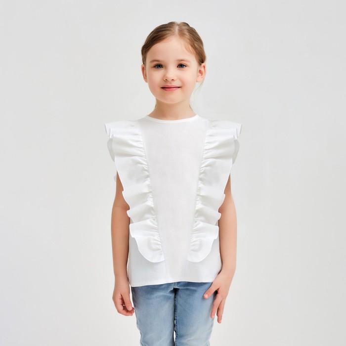 Блузка для девочки MINAKU: Cotton Collection цвет белый, рост 110