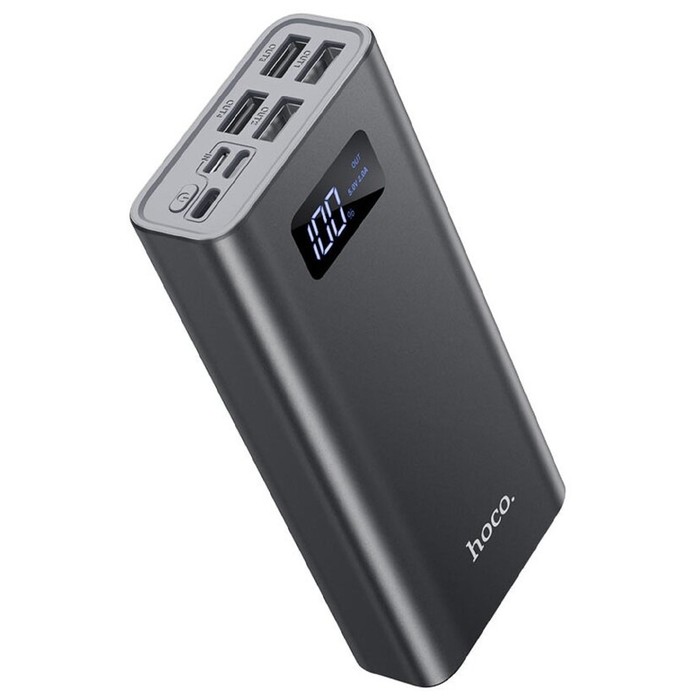 Внешний аккумулятор Hoco J46A, 20000 мАч, 4хUSB, Lightning /Type-C /micro USB, 2А, металлик