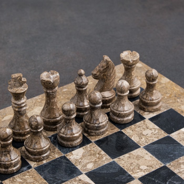 Шахматы «Элит», серый/черный,  доска 40х40 см, оникс