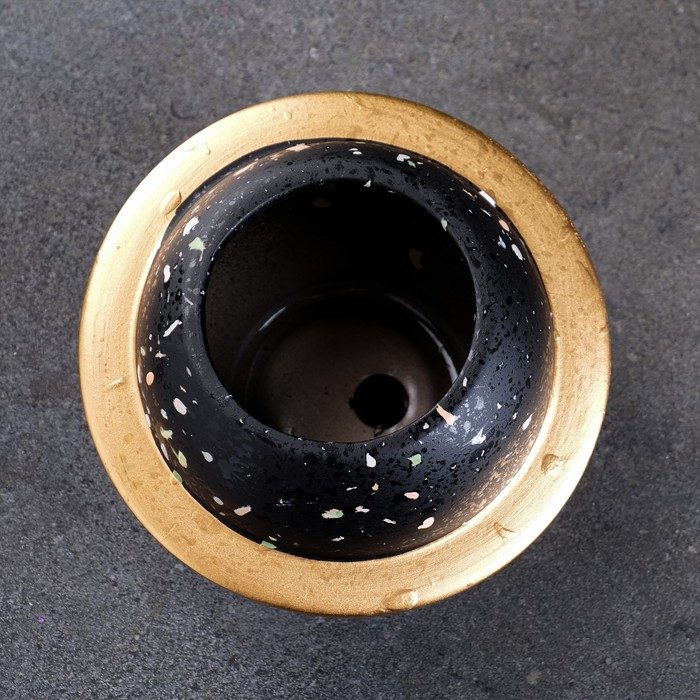 Горшок "Сатурн" черно-золотой, 16х16х10см 7387187