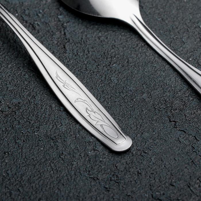 фото Ложка чайная «силуэт», толщина 1 мм, упрощённой обработки, цвет серебряный добросталь (нытва)
