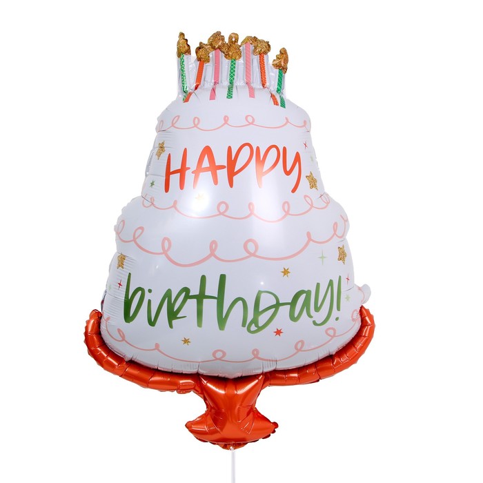 Шар фольгированный 32 «Торт», с днём рождения шар фольгированный 43 торт со свечой