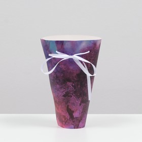 Коробка для цветов круглая на лентах Фиолет 24 × 28 см Ош
