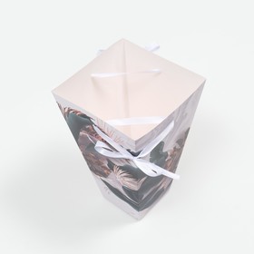 

Коробка для цветов, на лентах, "Листья", 33,5 х 31,5 см