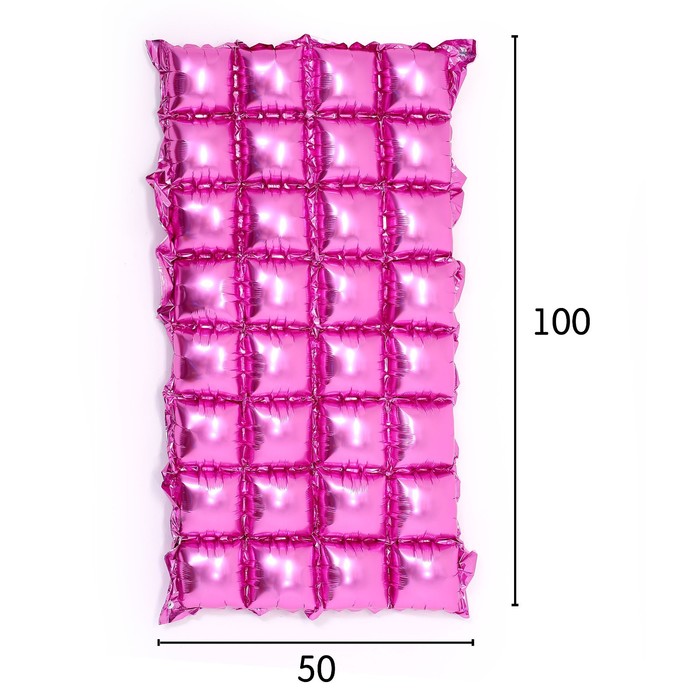 Панно фольгированное 74 х 142 см, 4 ряда, цвет розовый