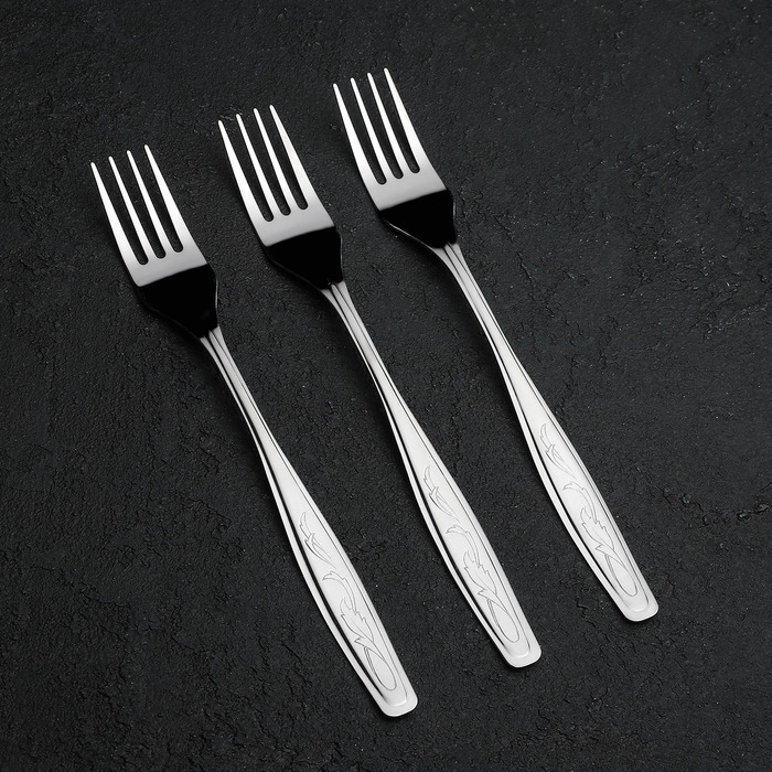 Набор столовых вилок 3 шт "Силуэт", на подвеске, толщина 1 мм