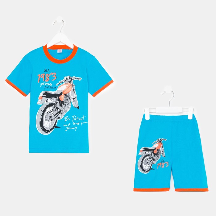 фото Комплект для мальчика (футболка/шорты) а.bk0005sh, цвет темно-бирюзовый, рост 104 bonito