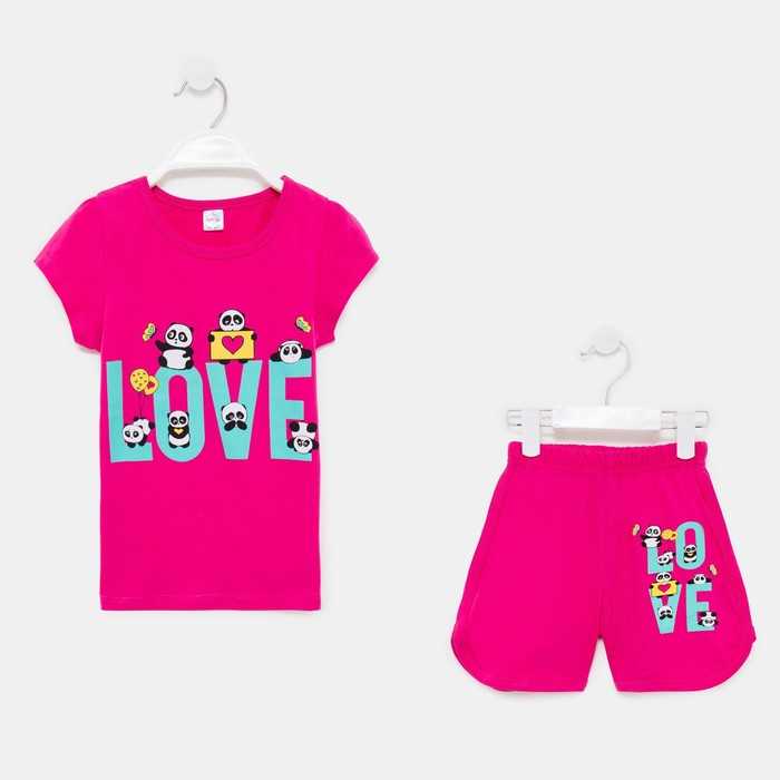 фото Комплект для девочки (футболка/шорты) а.bk0005sh, цвет фуксия, рост 110 bonito