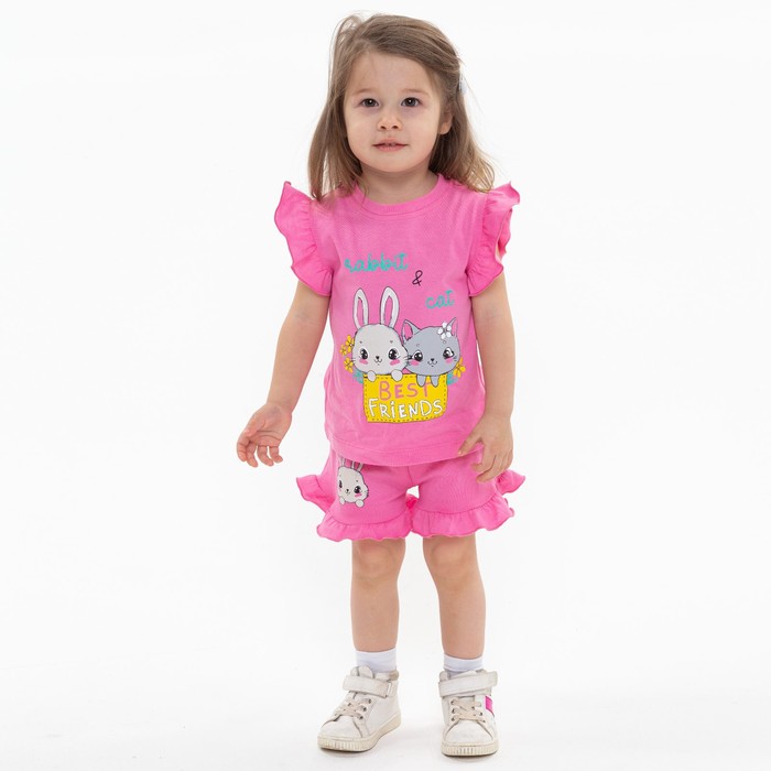 фото Комплект для девочки (футболка/шорты) а.bk0004fshd, цвет розовый, рост 92 bonito