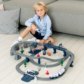 Детская железная дорога «Мой город», 103 предмета, синяя