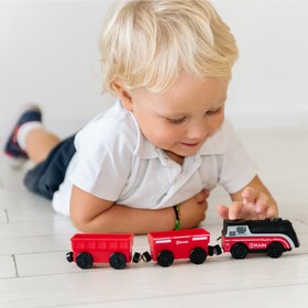 Детский поезд «Грузовой  локомотив и 2 вагона», на батарейках