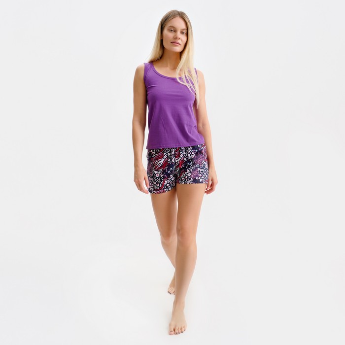 Комплект женский (майка, шорты), цвет фиолетовый, размер 44