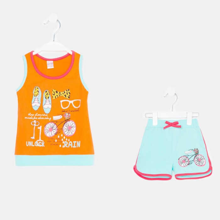 фото Комплект для девочки (майка/шорты) а.bk150kp, цвет оранжевый, рост 86 bonito