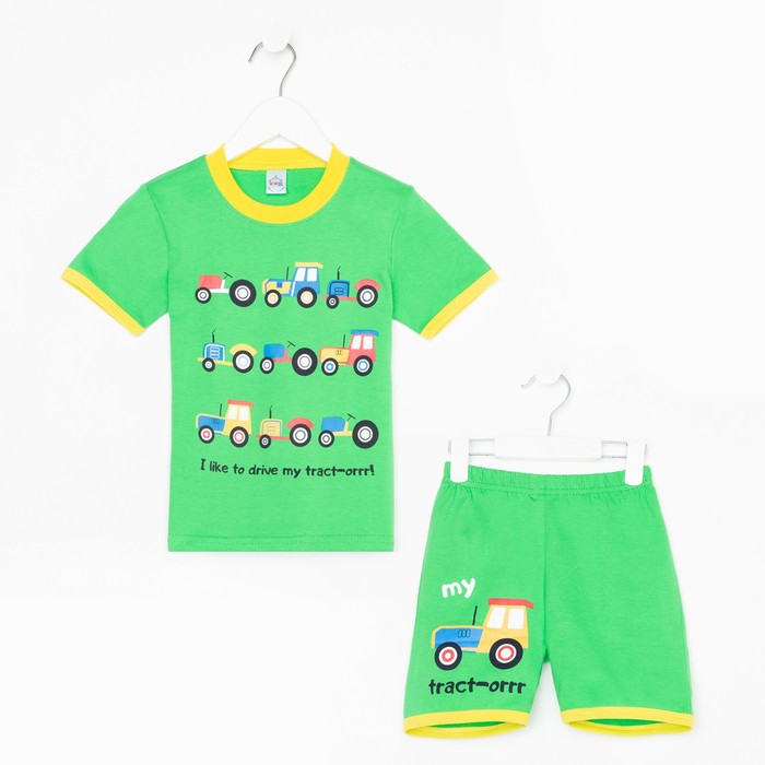 фото Комплект для мальчика (футболка/шорты) а.bk0004sh, цвет зеленый, рост 98 bonito