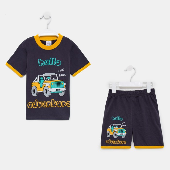 фото Комплект для мальчика (футболка/шорты) а.bk0004sh, цвет графитовый, рост 104 bonito