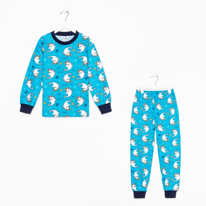 Пижама для мальчика, цвет бирюзовый 92