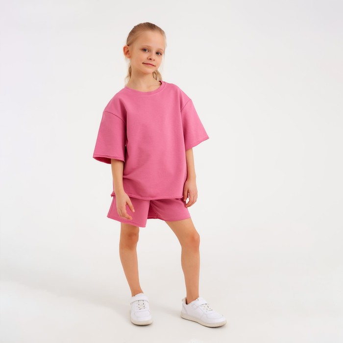 

Костюм детский (футболка, шорты) MINAKU: Casual Collection цвет пудровый, рост 146