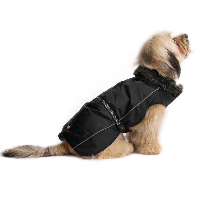 Нано куртка Dog Gone Smart Aspen parka зимняя с меховым воротником, ДС 30,5 см, чёрная