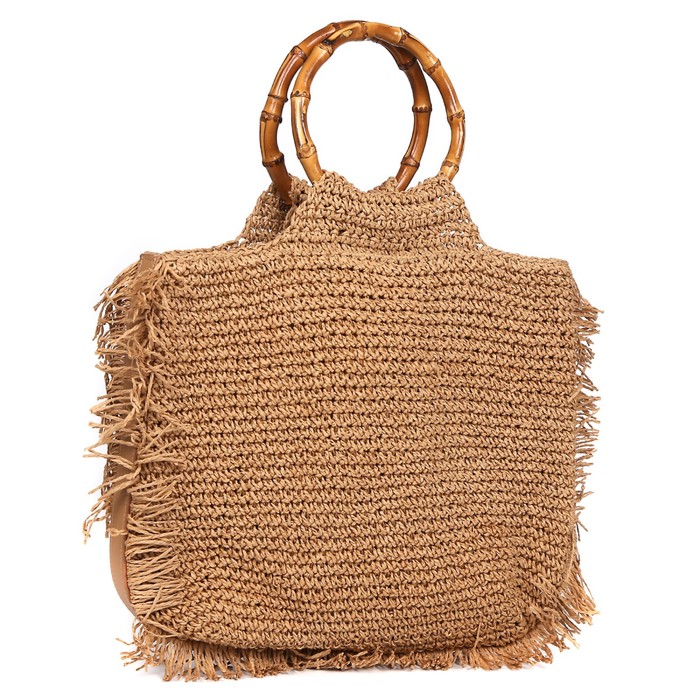 KB26 Сумка пляжная, цвет темно-бежевый 2х30х29см