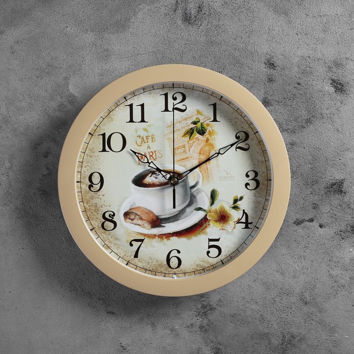 Часы настенные круглые "Чашка кофе", кухонные