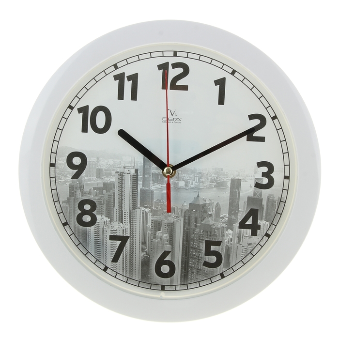 Часы настенные круглые "Города", белые