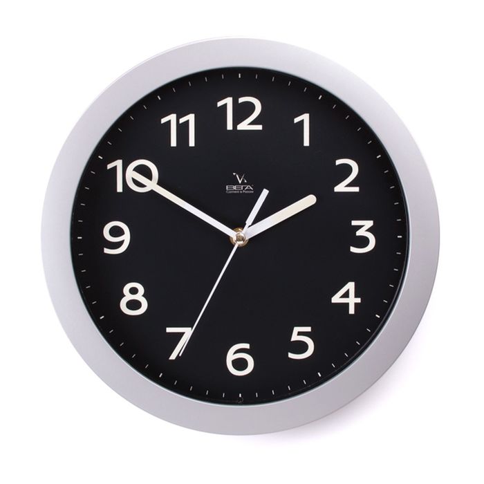 Часы настенные классические, круглые, серебро