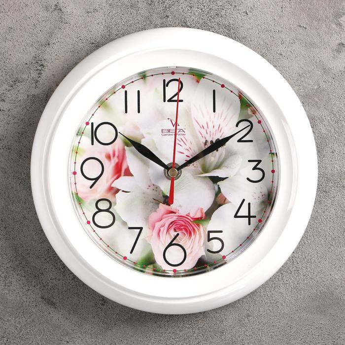 Часы настенные круглые "Цветок" белые