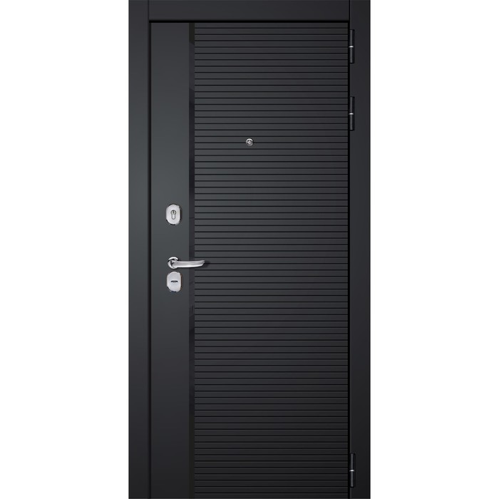 Входная дверь «Румо», 870 × 2050 мм, левая, цвет белый софт / муар чёрный