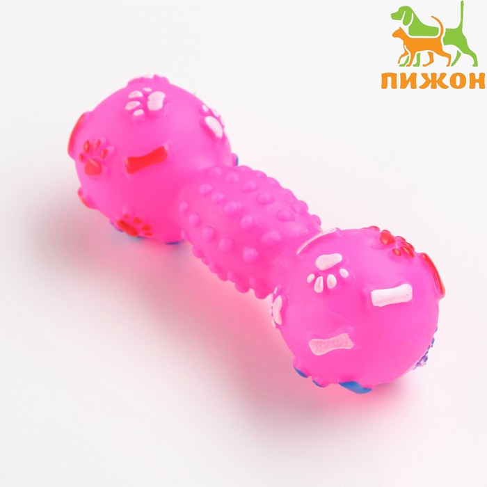 Игрушка пищащая Гантель с лапками для собак, 13 см, розовая игрушка пищащая гантель с лапками для собак 13 см зелёная